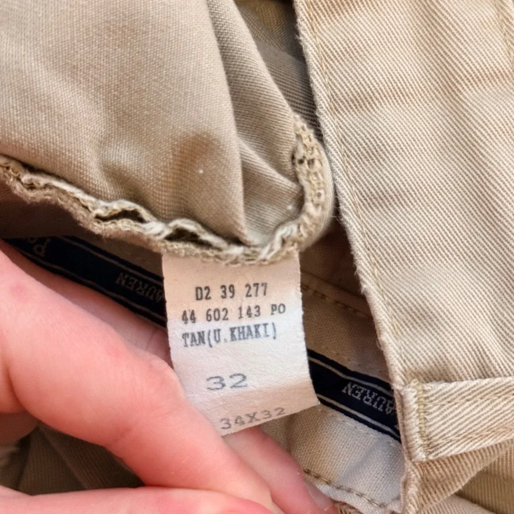 Polo Ralph Lauren Tan Khaki Chino Pants Mens 34x32 Classic Straight Leg Cotton